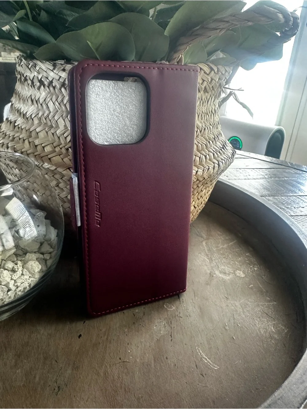 iPhone 14 Pro Max Wallet Case Folio Magnetic Leather Flip Cover NEW Burgundy Red